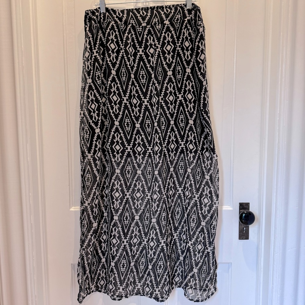 Maurice’s maxi skirt, tribal print, sheer bottom